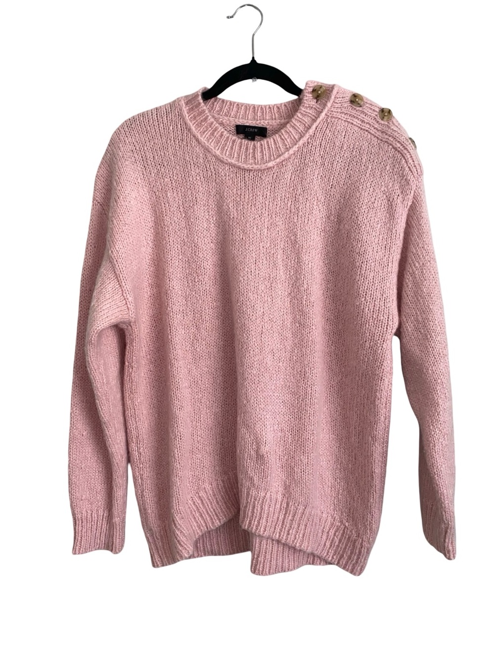 J.Crew Pink Shoulder Button Chunky Knit Sweater M